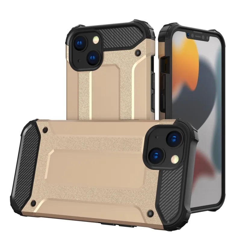 Hybrid Armor Case Tough Rugged Cover pre iPhone 13 mini zlatý