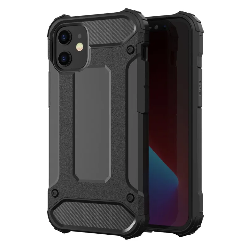 Hybrid Armor Case Tough Rugged Cover pre iPhone 12 Pro Max čierny