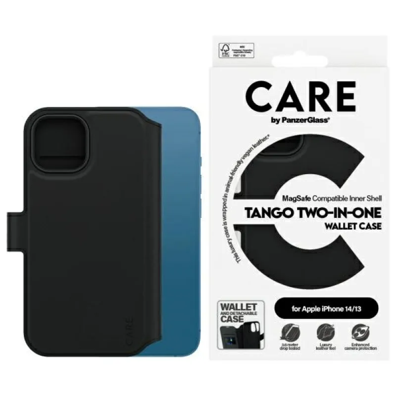 CARE by PanzerGlass Feature Tango 2v1 peňaženkové puzdro MagSafe pre iPhone 13 / 14 - čierne