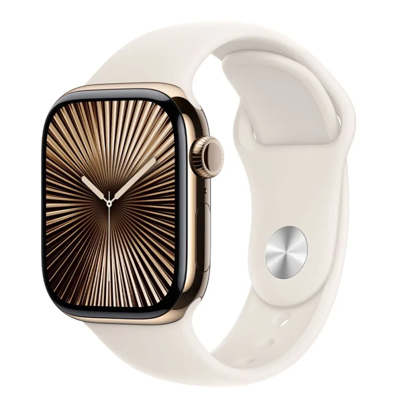 Apple Watch Series 10 GPS + Cellular 46mm Gold Titanium Case with Starlight Sport Band - M/L *Renovovaný*