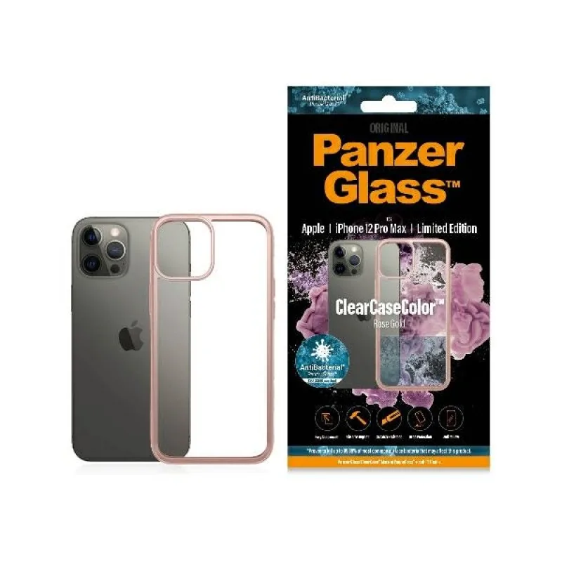 Puzdro PanzerGlass ClearCase pre iPhone 12 Pro Max - priehľadné a ružové