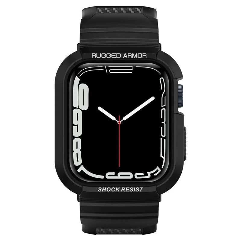 Puzdro Spigen Rugged Armor Pro s remienkom pre Apple Watch 4/5/6/7/8/SE (44/45 mm) – čierne