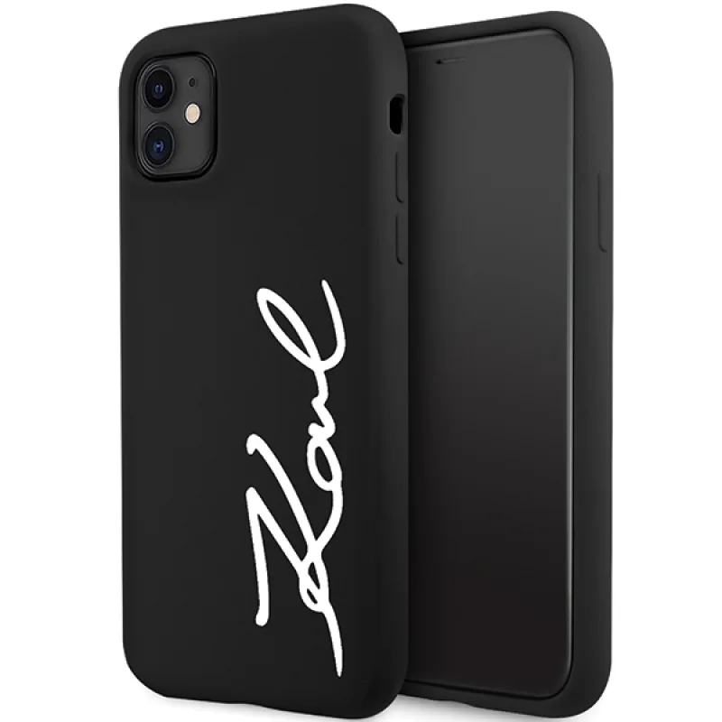 Karl Lagerfeld KLHCN61SKSVGK iPhone 11 / Xr 6,1" čierne/čierne pevné puzdro Silicone Signature