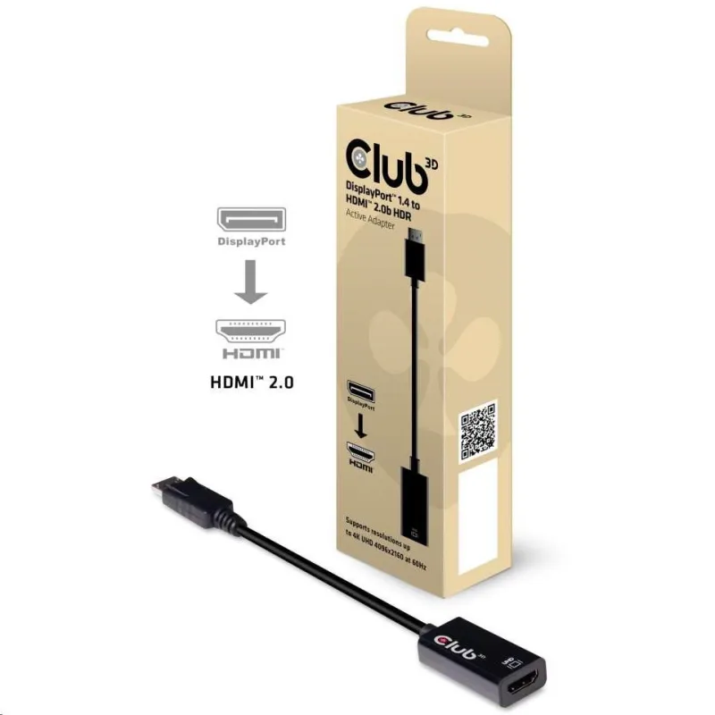 Club3D Active DisplayPort adaptér 1.4 na HDMI 2.0b, HDR, 19cm CAC-1080