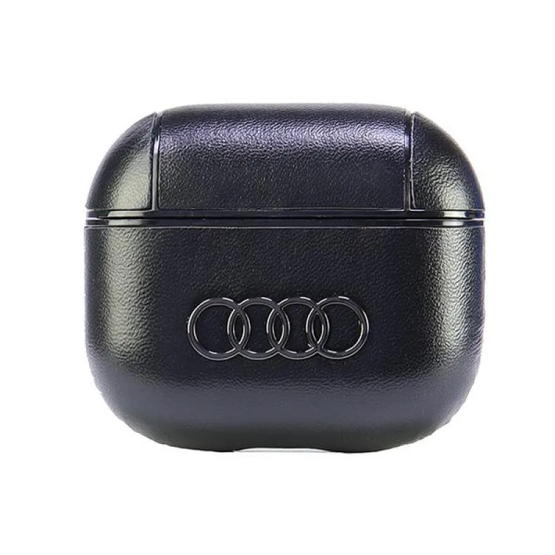 Kožené puzdro Audi s veľkým logom pre AirPods 3 - čierne
