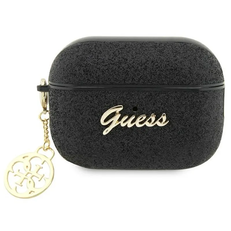 Guess GUAP2GLGSHK kryt AirPods Pro 2 čierno/čierny Glitter Flake 4G Charm