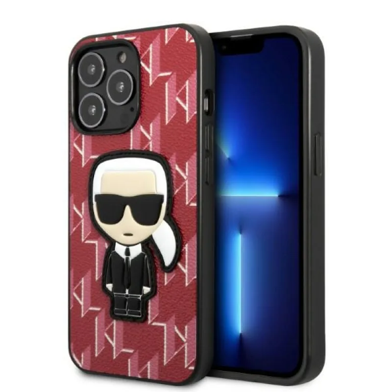 Karl Lagerfeld KLHCP13XPMNIKPI iPhone 13 Pro Max 6,7" pevné puzdro červeno/červené Monogram Ikonik Patch