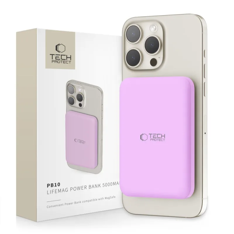 Power banka Tech-Protect LifeMag MagSafe PB10 5000mAh – ružová