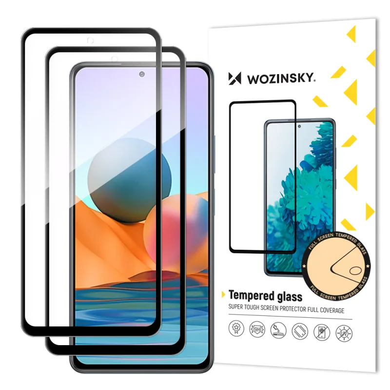 Wozinsky Full Glue Glass pre Xiaomi Redmi Note 12 Pro+ / Note 12 Pro / Note 12 5G / Note 12 / Note 10 Pro - čierne (2 ks)