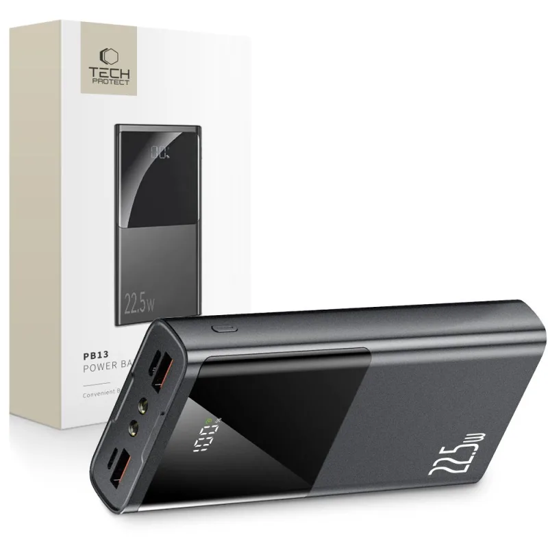 Powerbanka Tech-Protect PB13 20000mAh 22,5W 2x USB-A / USB-C / Lightning s káblom USB-C / USB-A - šedá