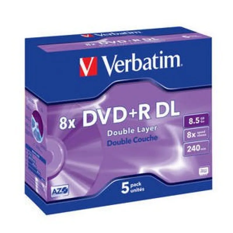 VERBATIM DVD+R(5-pack)DoubleLayer/ Jewel/ 8x/ 8.5GB 43541