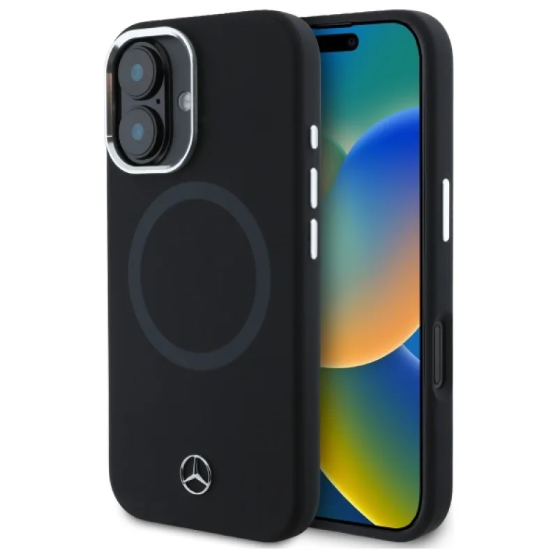Mercedes MEHMP16S23SUTTK iPhone 16 6,1" čierne/čierne pevné puzdro Silikónové tónové logo MagSafe