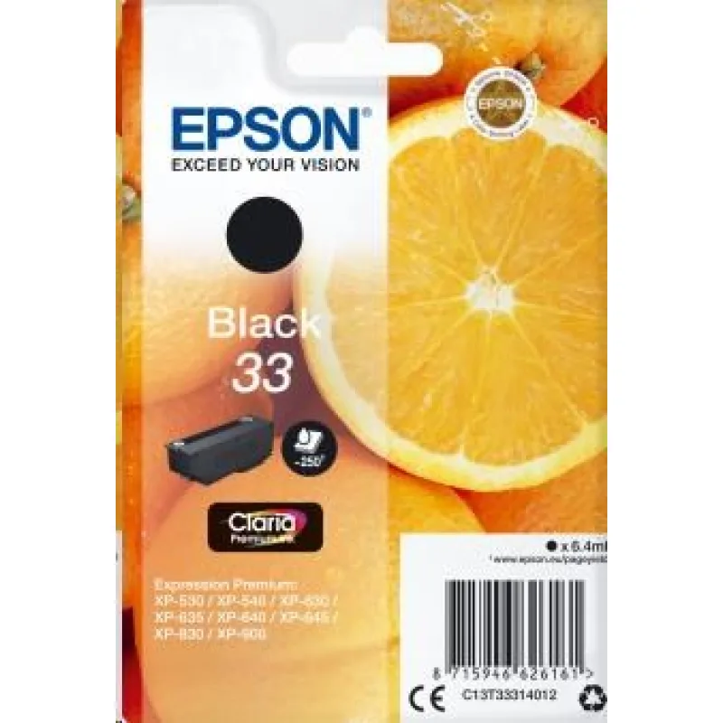 Čierny atrament EPSON v jednom balení "Orange" Black 33 Claria Premium…