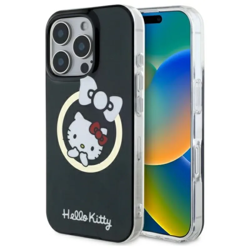 Puzdro Hello Kitty IML Fun Bow Magsafe na iPhone 16 Pro – čierne