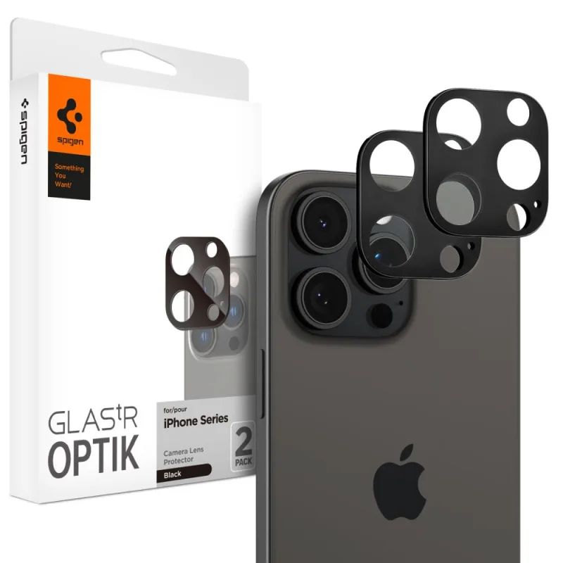Spigen Optik.tR chránič fotoaparátu pre iPhone 14 Pro / Pro Max / 15 Pro / Pro Max / 16 Pro / Pro Max - čierny 2 ks.