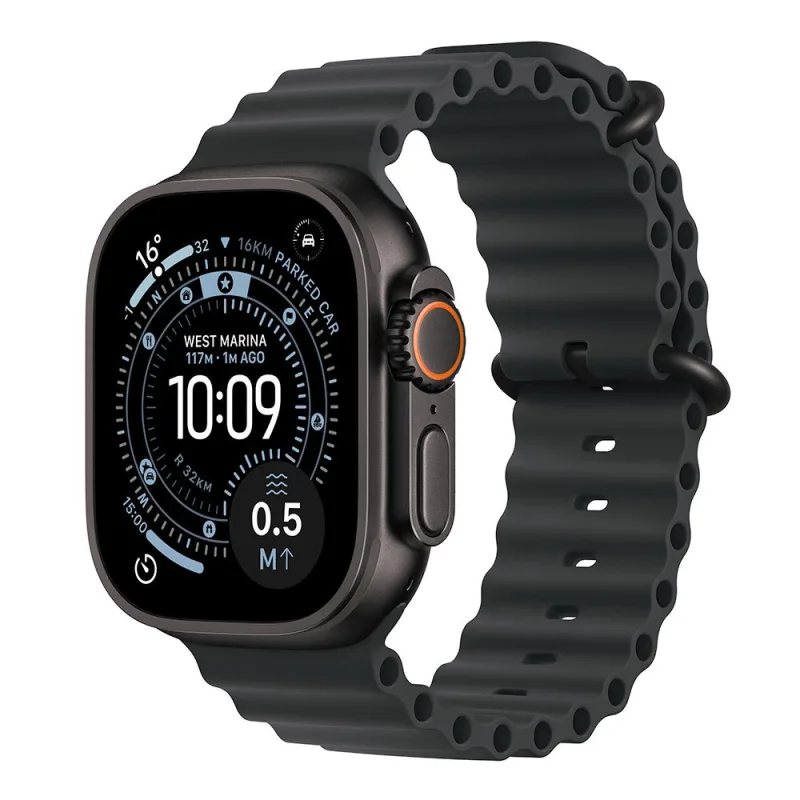 Apple Watch Ultra 3 GPS + Cellular 49mm Čierny titán s čierným oceánskym remienkom