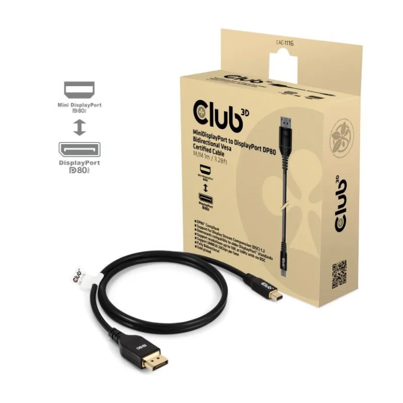 Club3D Kabel MiniDisplayPort na DisplayPort 2.1 Certifikovaný, …
