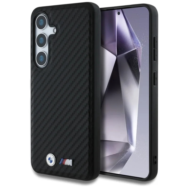 BMW kožené karbónové puzdro MagSafe pre Samsung Galaxy S25 - čierne