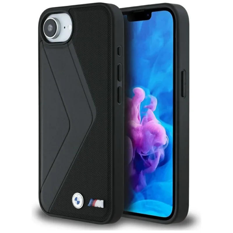 Puzdro BMW Oversized Stripes MagSafe pre iPhone 16e - čierne