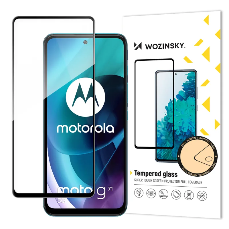 Wozinsky tvrdené sklo s celolepením, super tvrdá ochrana obrazovky s úplným krytím s rámovým puzdrom pre Motorola Moto G71 5G čierna