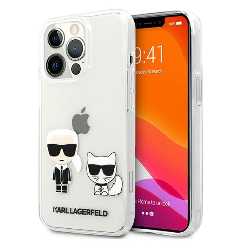 Kryt Karl Lagerfeld Karl & Choupette pre iPhone 13 Pro Max 6,7" - priehľadný