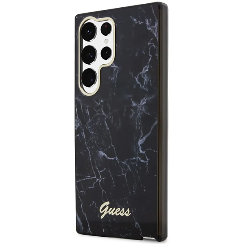 Guess GUHCS23LPCUMAK S23 Ultra S918 čierne/čierne pevné puzdro Marble