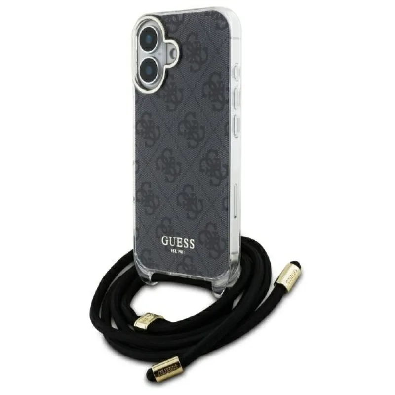 Puzdro Guess Crossbody Cord 4G Print Case pre iPhone 16 - čierne