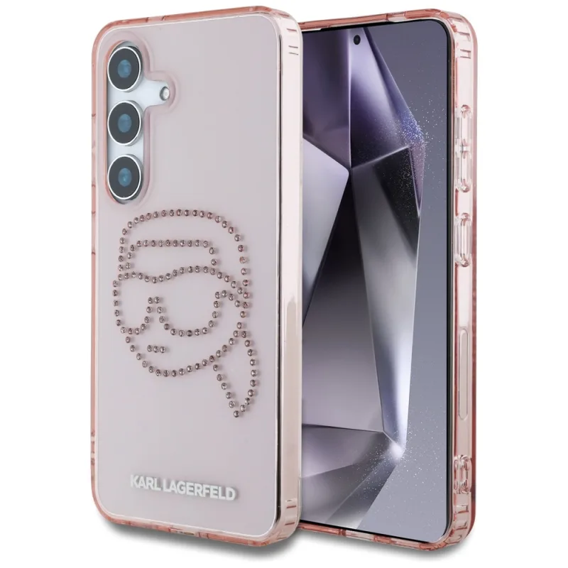 Karl Lagerfeld Rhinestones K. Head Logo Samsung Galaxy S25 Puzdro ružové
