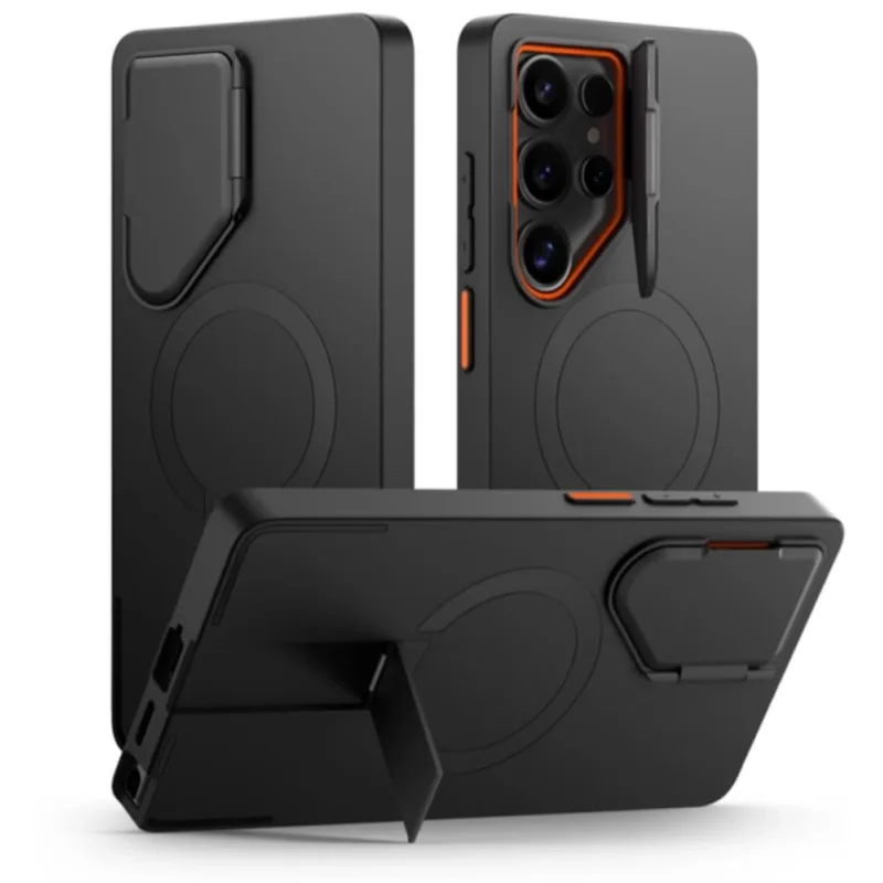 Puzdro Tech-Protect Kevlar Aura MagSafe pre Samsung Galaxy S25 Ultra – čierne/oranžové