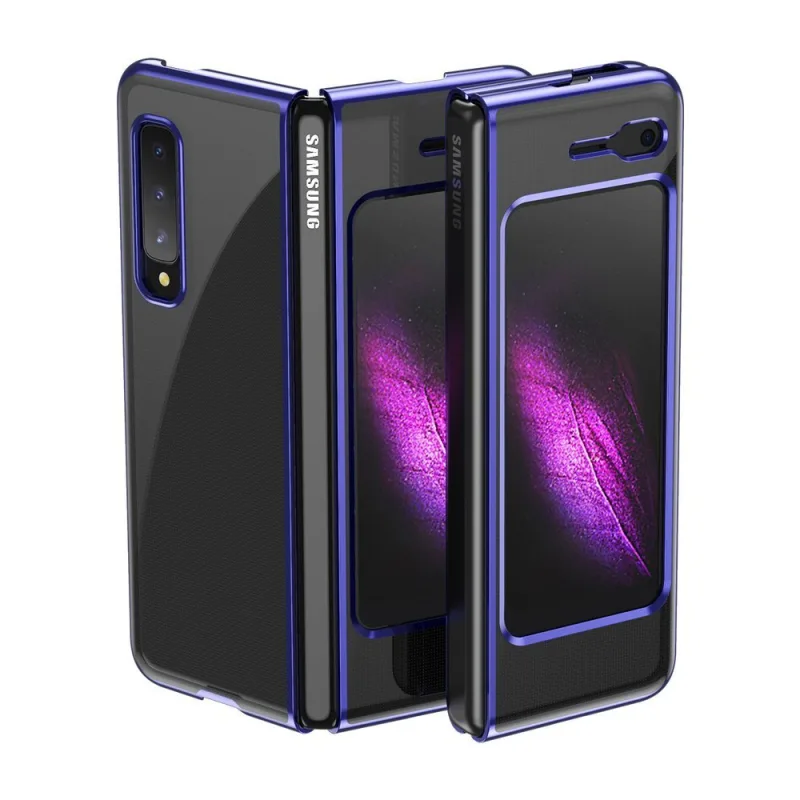Plating Case pevné puzdro Galvanický rám Kryt pre Samsung Galaxy Fold modrý