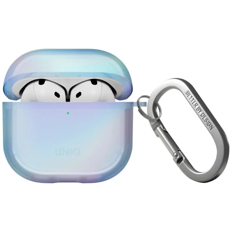 Puzdro Uniq Iridescia pre AirPods 4 Hang Case - holo modré