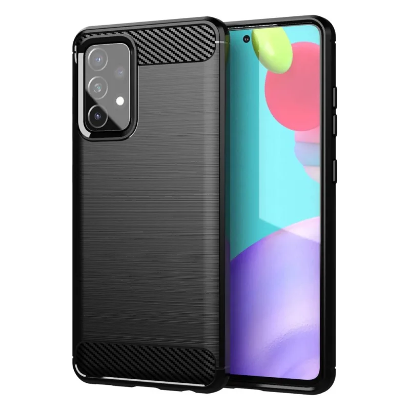 Carbon Case Flexible Cover TPU puzdro pre Samsung Galaxy A72 4G čierne