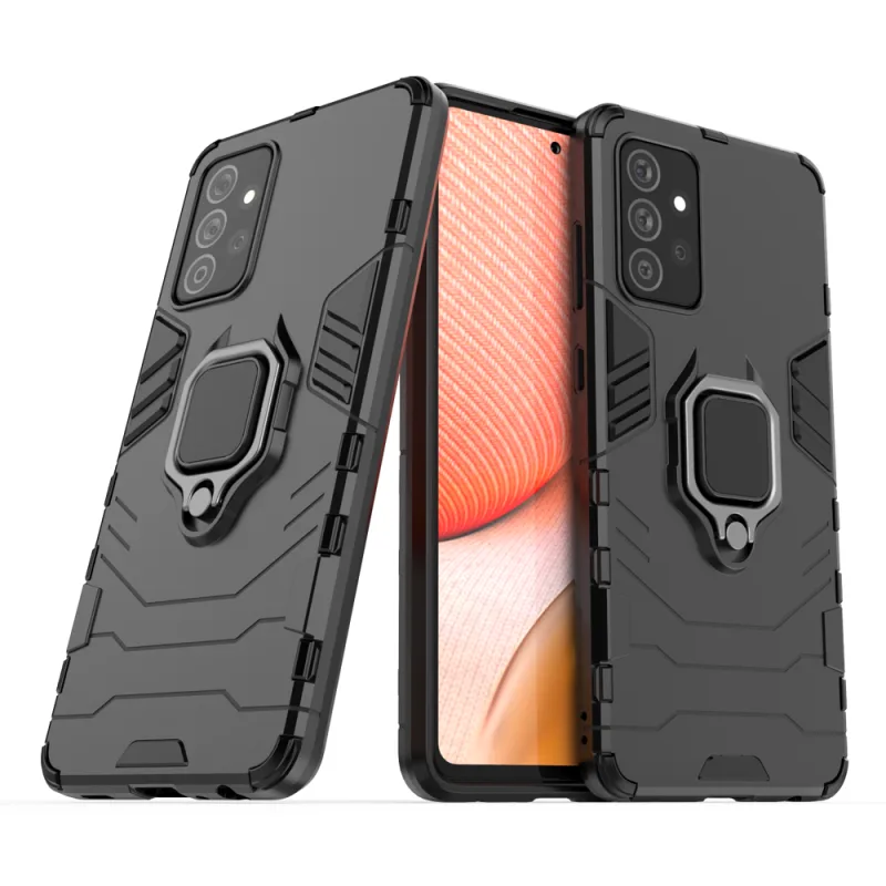Ring Armor Case Kickstand Tough Rugged Cover pre Samsung Galaxy A72 4G čierny
