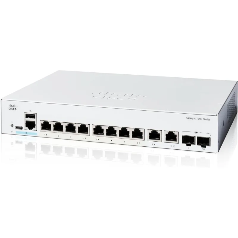 Cisco Catalyst switch C1300-8T-E-2G (8xGbE, 2xGbE/ SFP combo, fanless)…