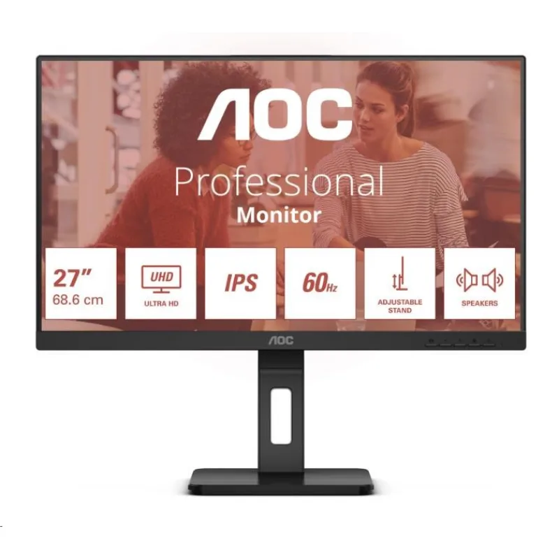 AOC/ U27E3UF/ 27"/ IPS/ 4K UHD/ 60Hz/ 4ms/ Black/ 3R U27E3UF