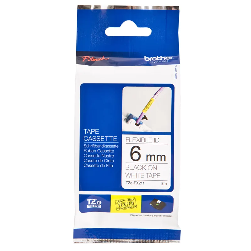 TZE-FX211, biela / čierna, 6mm TZEFX211