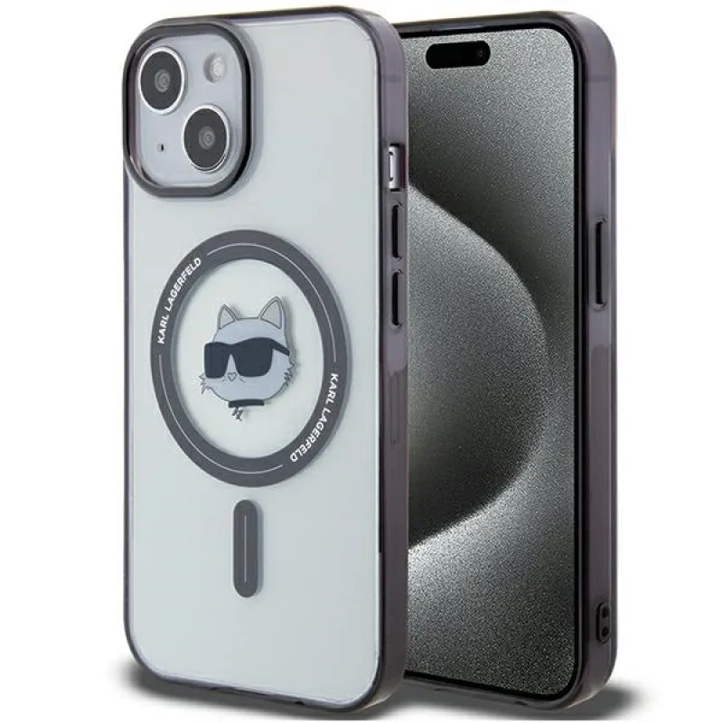 Karl Lagerfeld KLHMP15SHCHNOTK iPhone 15 6,1" priehľadné pevné puzdro IML Choupette`s Head MagSafe