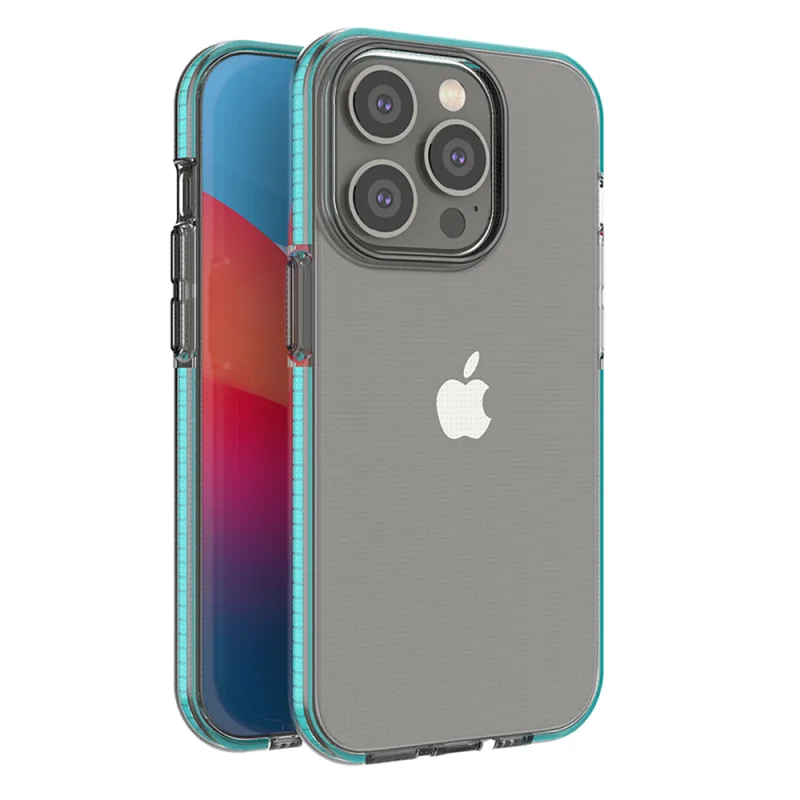 Silikónový obal Spring Case pre iPhone 14 Pro s rámom svetlomodrý