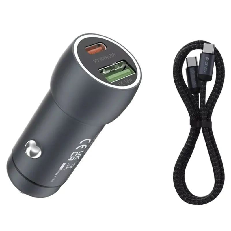 Devia nabíjačka do auta Xtreme Speed Series 48W + USB-C Cable 1m - Deep Sky Gray