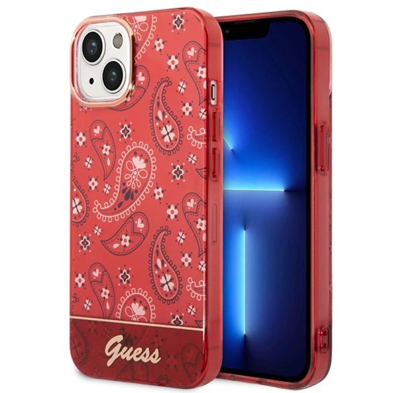 Guess GUHCP14MHGBNHR iPhone 14 Plus 6,7" červeno/červené pevné puzdro Bandana Paisley