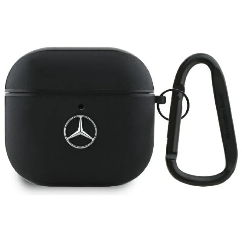 Kryt Mercedes MEA4CSLBK AirPods 4 black/black Leather Metal Logo