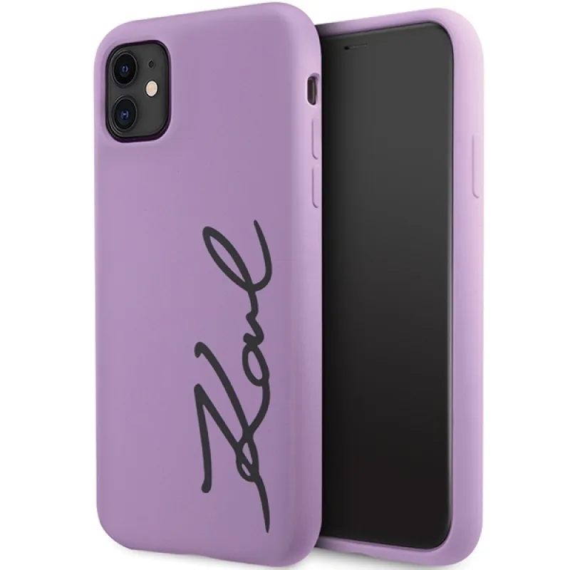 Karl Lagerfeld KLHCN61SKSVGU iPhone 11 / Xr 6,1" fialové/fialové pevné puzdro Silicone Signature
