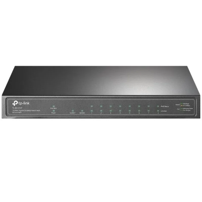 10-Port Gigabit Desktop Switch with 8-Port PoE+ PORT: 8× Gigabit PoE+…
