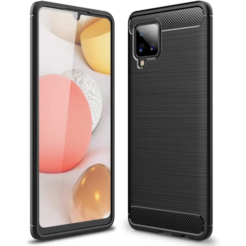 Carbon Case Flexible Cover TPU puzdro pre Samsung Galaxy A42 5G čierne