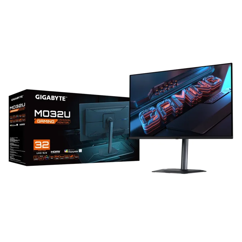 GIGABYTE LCD MO32U GAMING Monitor 32" UHD 3840x2160, QD-OLED, 165Hz, Speakers, KVM USB, USB-C, 2xHDMI, DP