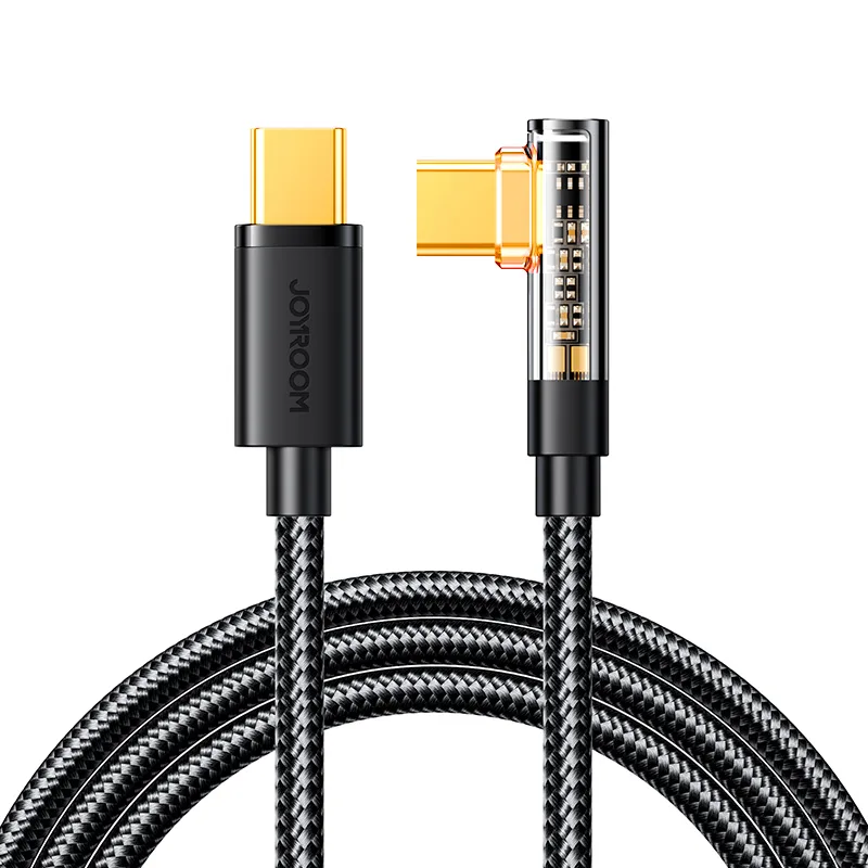 Herný kábel Joyroom S-CC100A6 USB-C (uhlový) / USB-C (priamy) 100 W 1,2 m - čierny