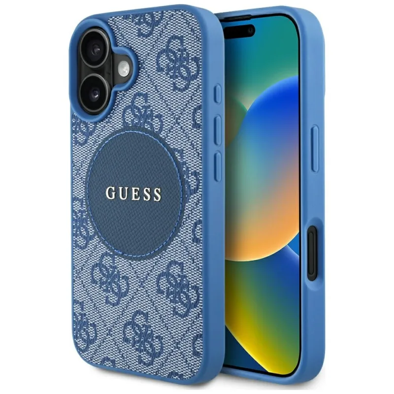 Guess 4G Circle Classic Logo MagSafe puzdro pre iPhone 16 - modré