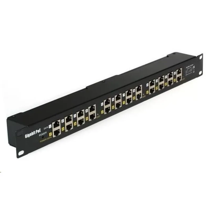 POE injektor aktivní/ pasivní - 12x 1 Gb/ s, stíněný panel, 802.3af/ at…