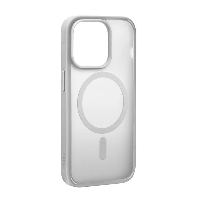 Silikónový obal Puro Gradient MagSafe pre iPhone 15 Pro – strieborný