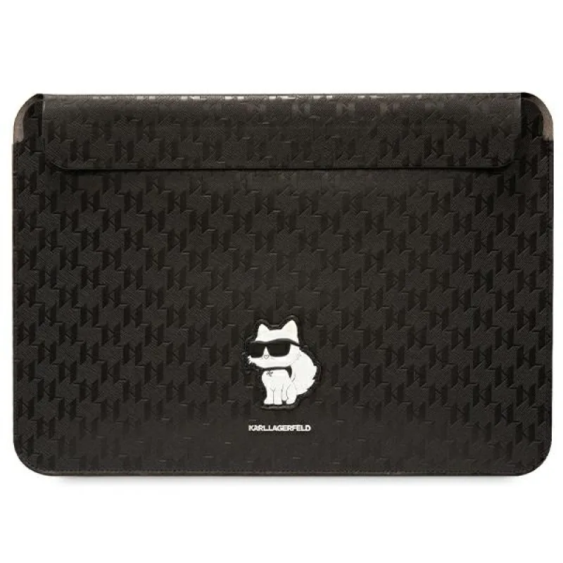 Puzdro Karl Lagerfeld Saffiano Monogram Choupette na 16" notebook - čierne